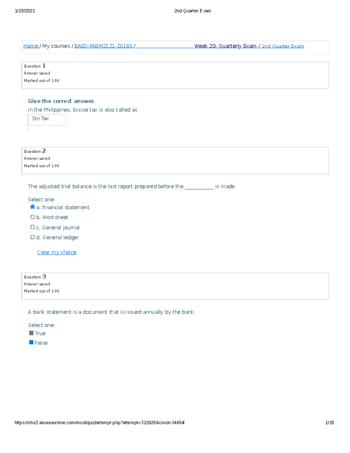 FABM2121 2016 S Fundamentals 2nd Quarter Exam 48 - Home / My courses ...