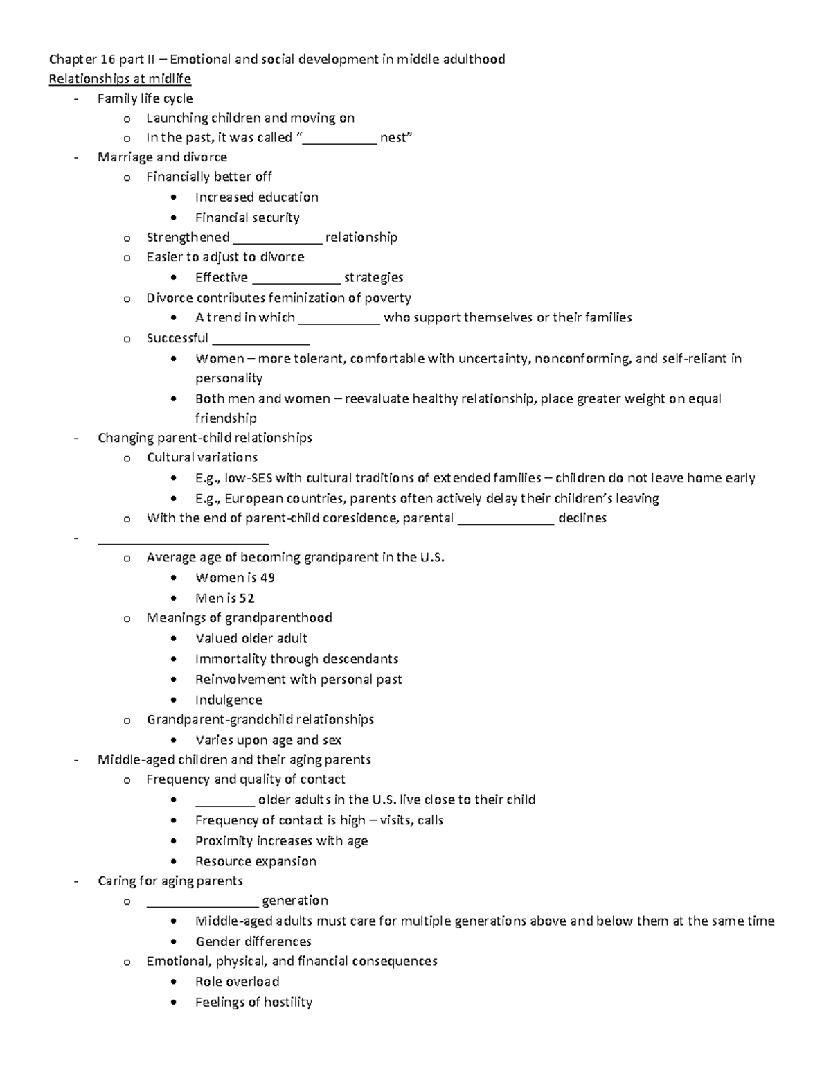 Ch16 part II Handout - Chapter 16 part II – Emotional and social ...