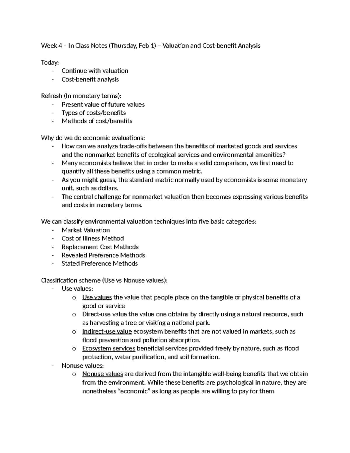 Week 4 In Class Notes (Thursday) - Evaluation and Cost:Benefit Analysis ...