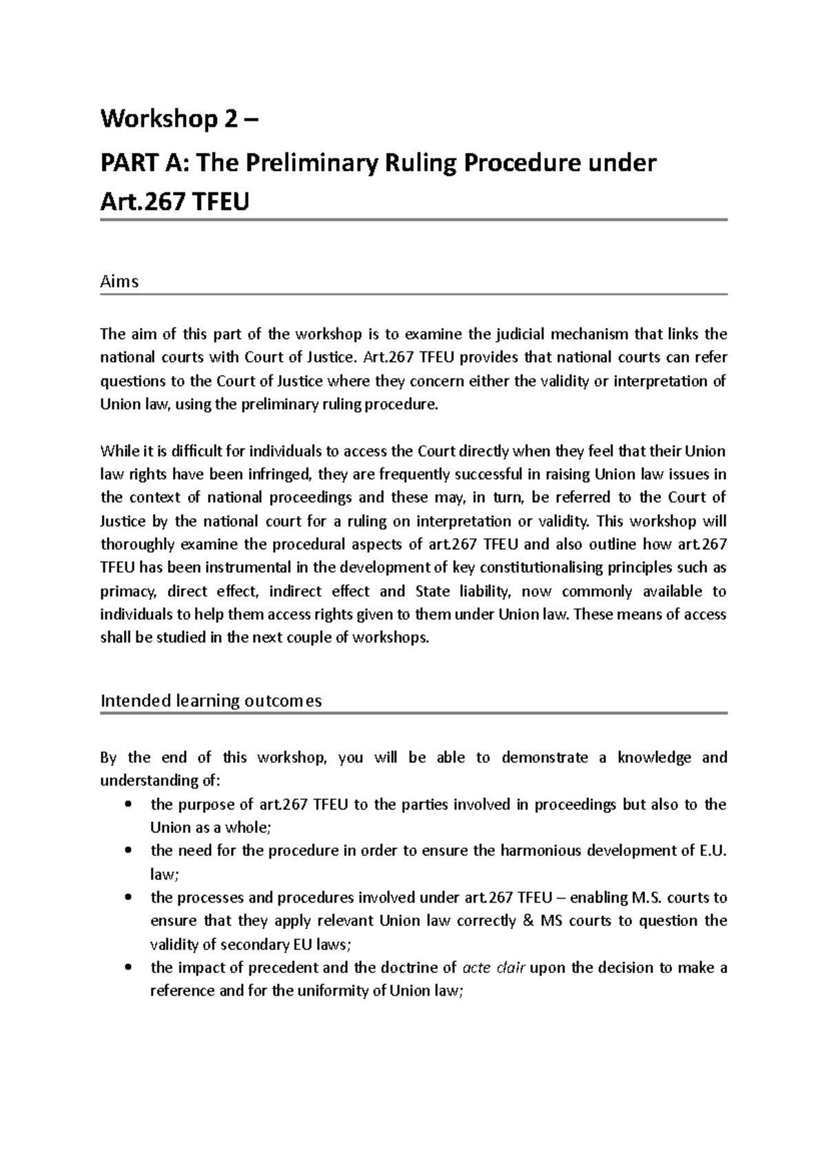 Workshop 2 - lolo - Workshop 2 – PART A: The Preliminary Ruling ...