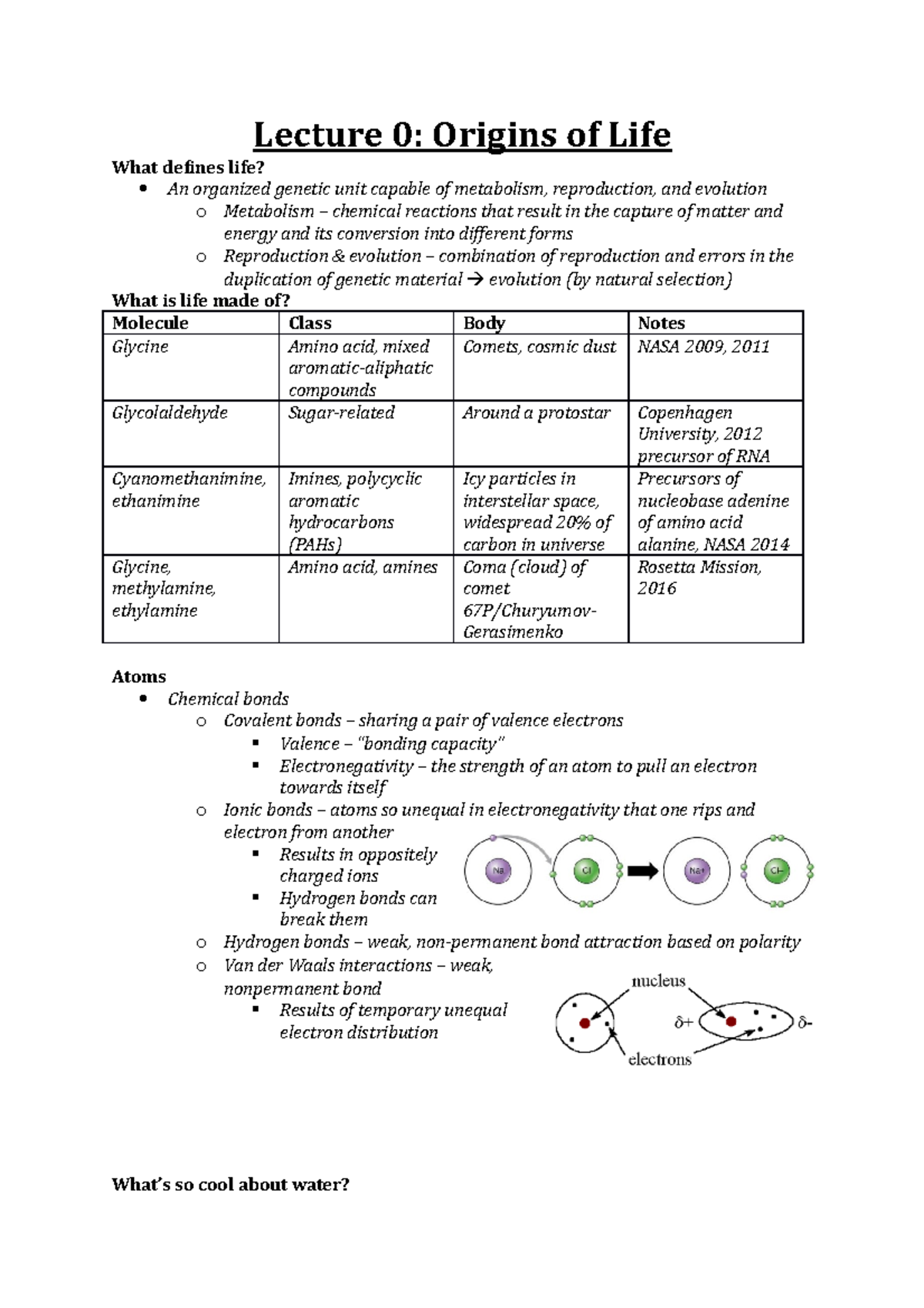 BIO111 L1-L5 - Lecture Notes For Lectures 1 Through 5 - Lecture 0 ...