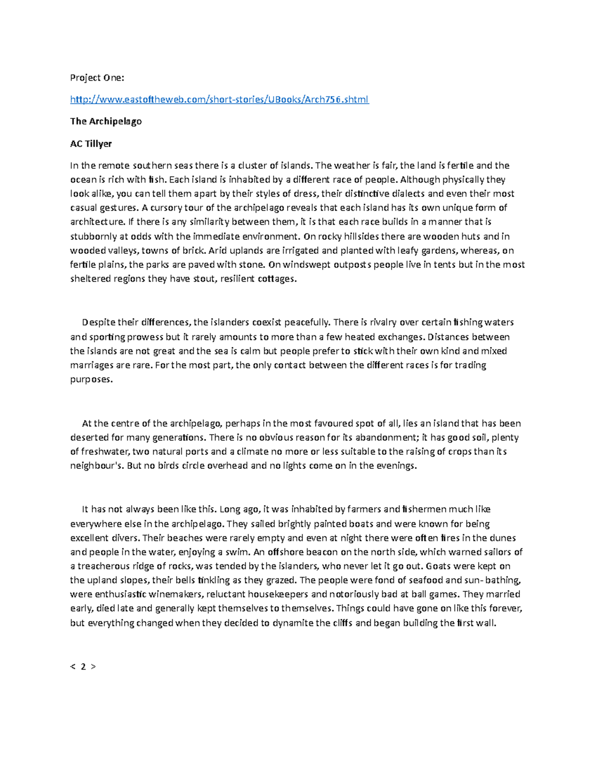 Project One - Grade: 90 - Project One: eastoftheweb/short-stories ...
