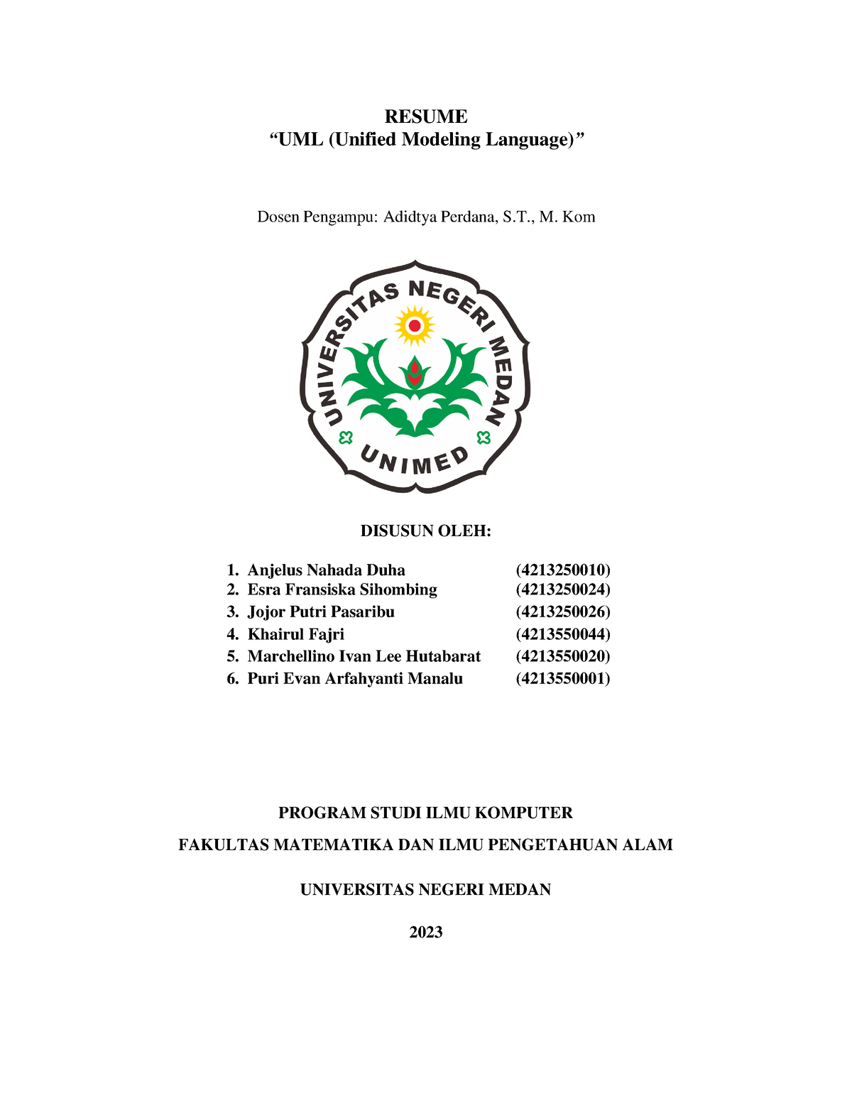 Resume UML KEL 1 PSIK 21 B - RESUME “UML (Unified Modeling Language ...