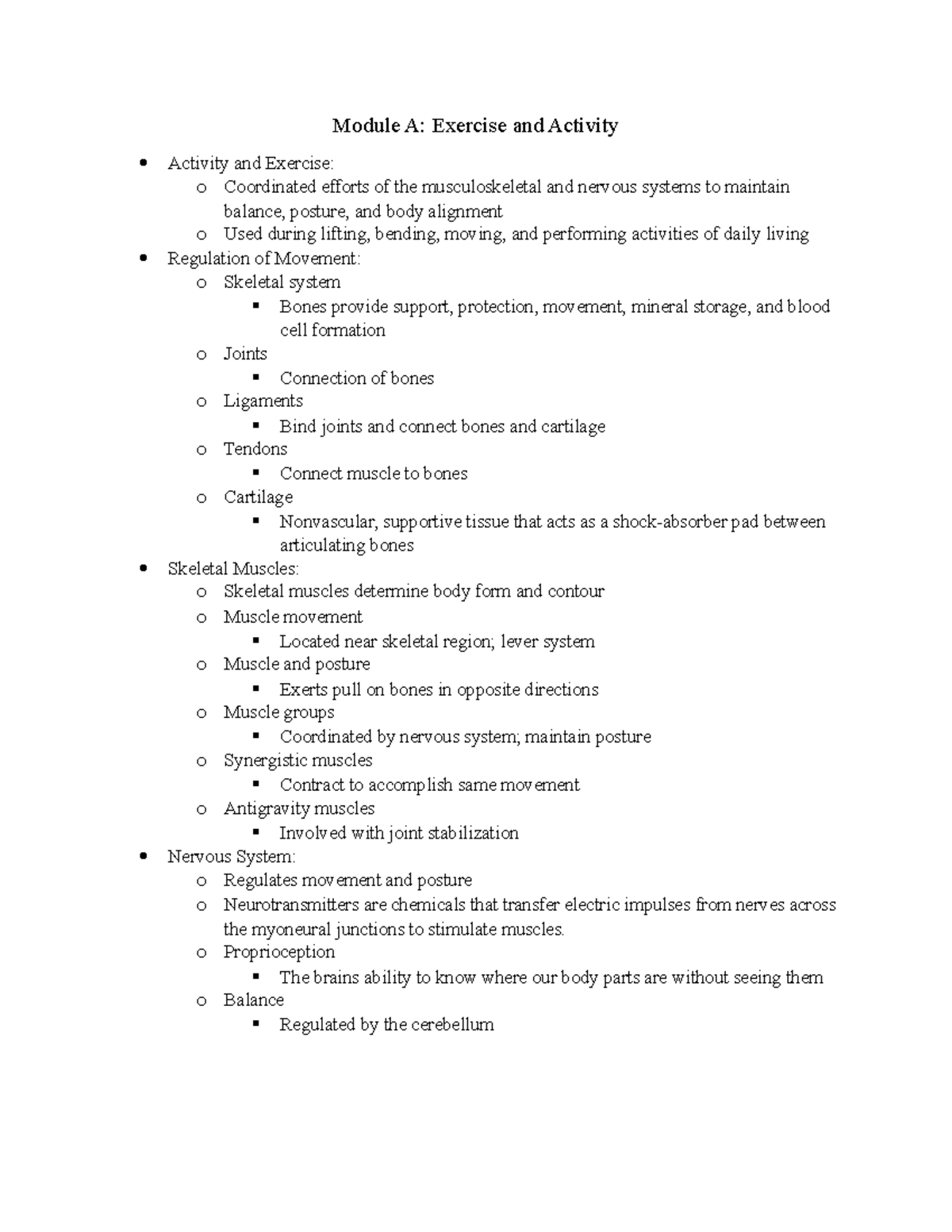 Module A Activity and Exercise - Module A: Exercise and Activity ...
