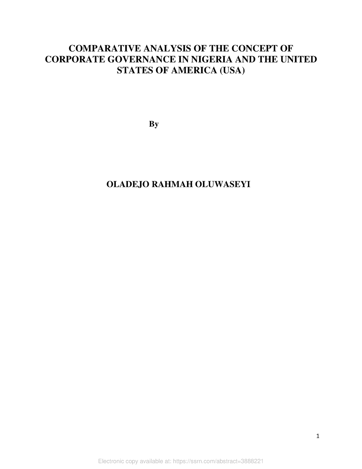 SSRN-id3888221 - 1 COMPARATIVE ANALYSIS OF THE CONCEPT OF CORPORATE ...