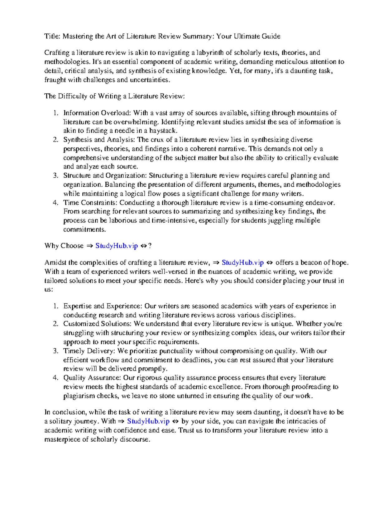 Literature Review Summary Template - Title: Mastering the Art of ...