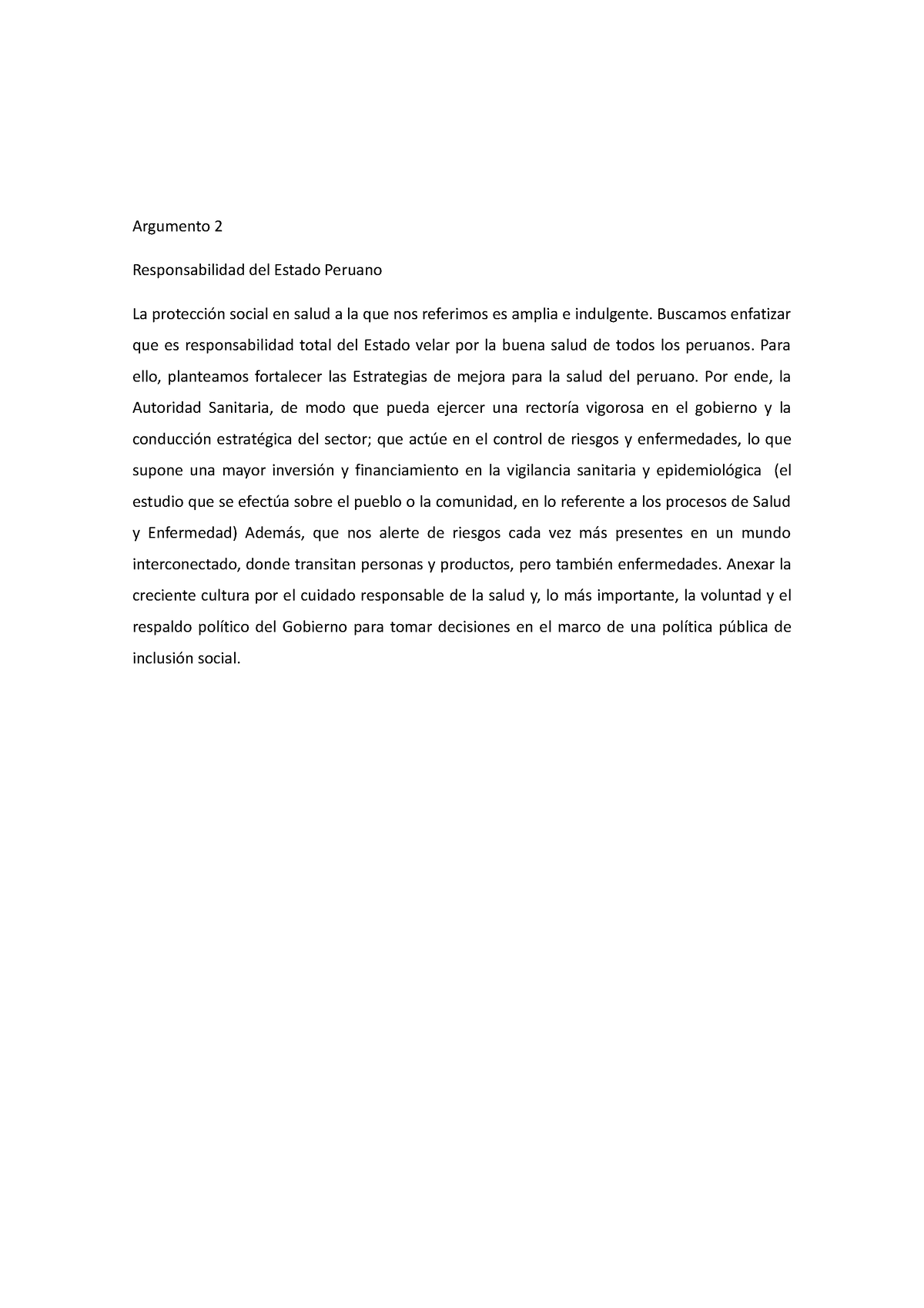 Argumento 2 - apuntes - Argumento 2 Responsabilidad del Estado Peruano ...