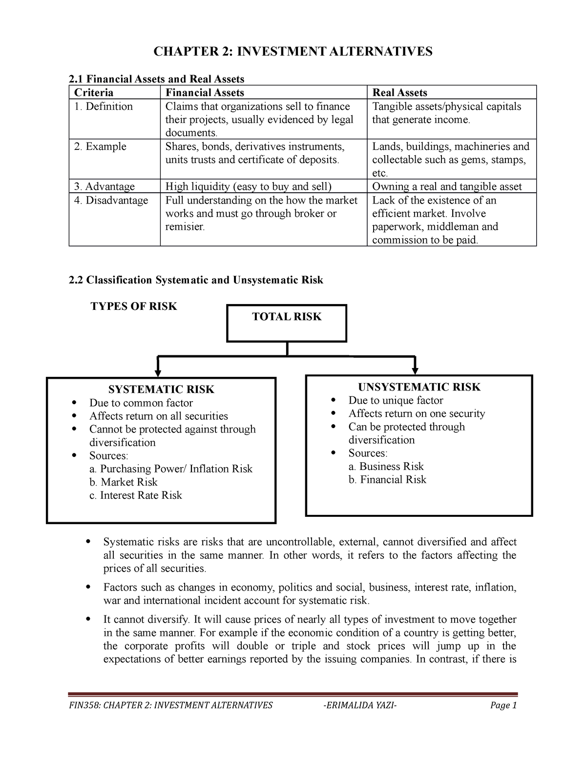 2. Investment Alternatives - CHAPTER 2: INVESTMENT ALTERNATIVES 2 ...