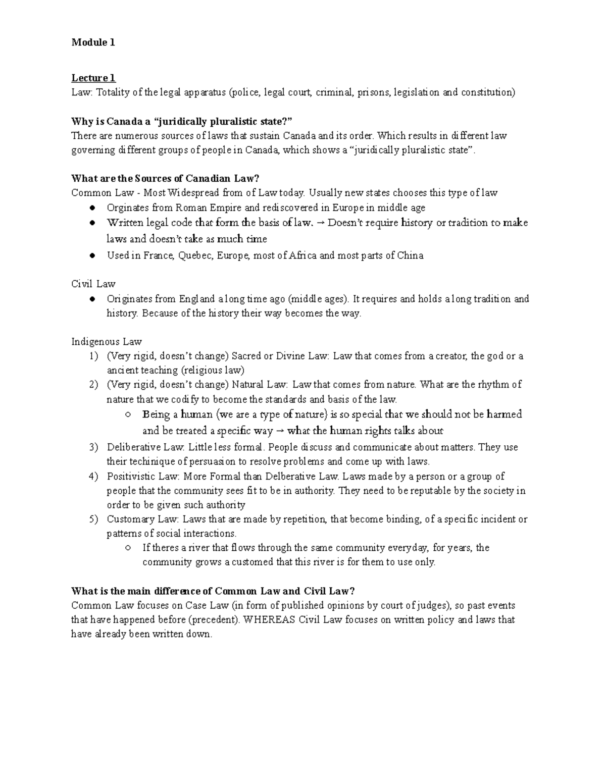 SOSC1350 - Module 1 Notes - Module 1 Lecture 1 Law: Totality of the ...