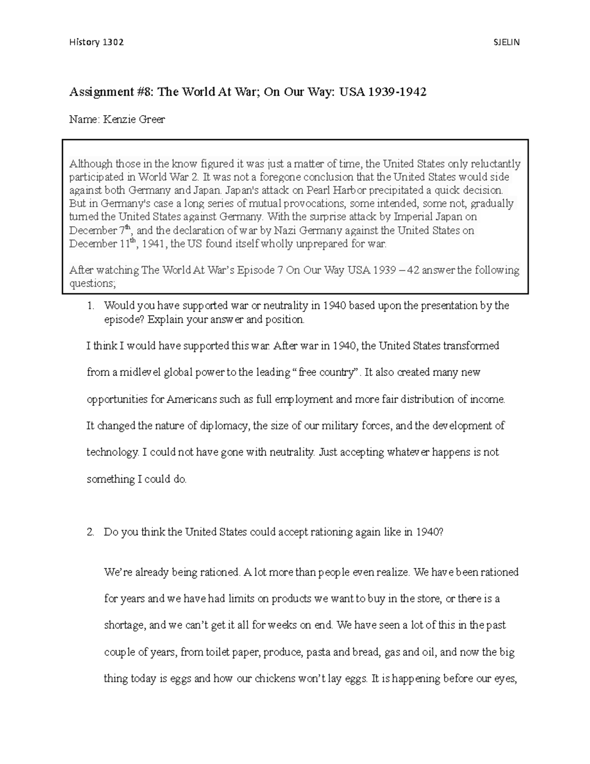 Assignment 08 the world at war on our way usa 1939 42 history 1302