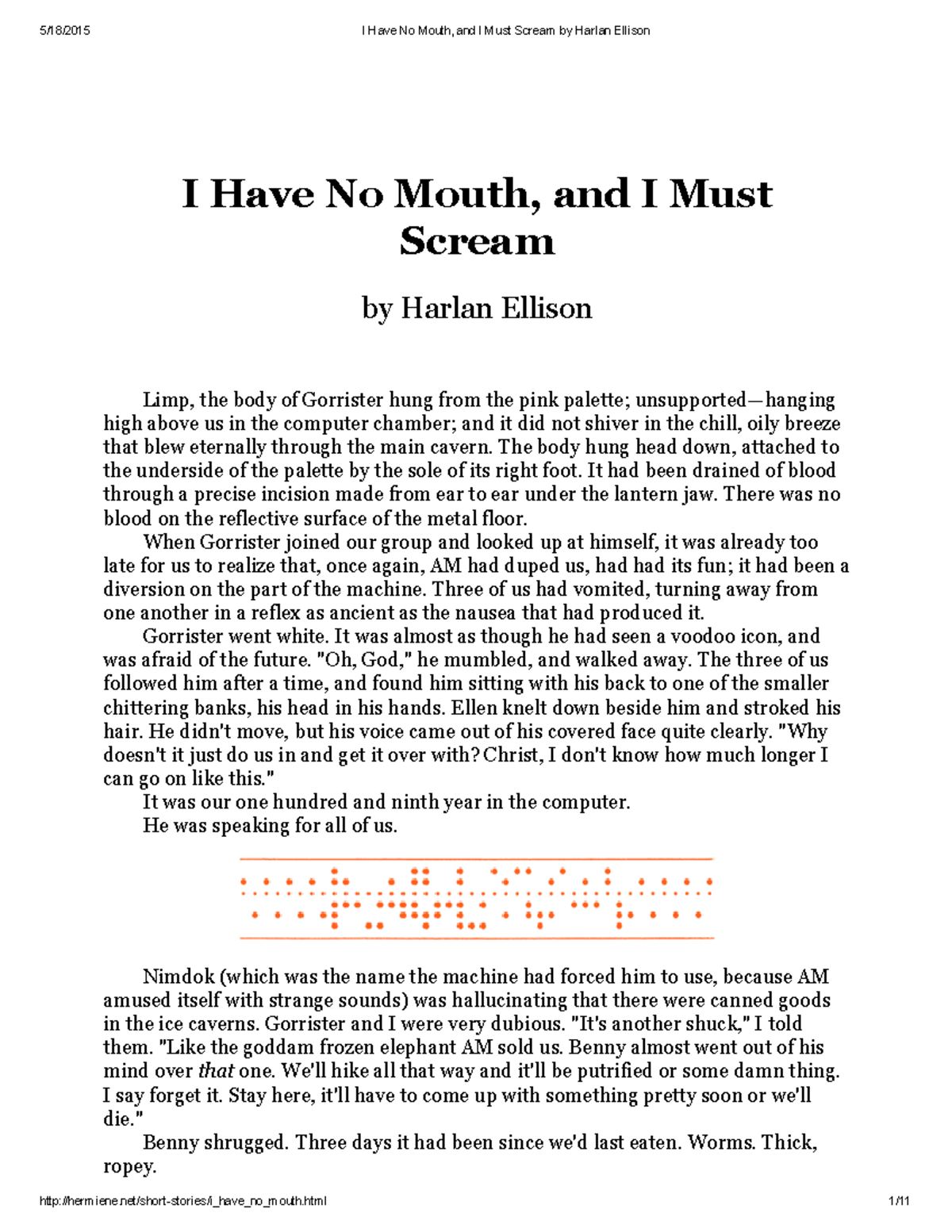 1540157347 Harlan Ellison Ihave No Mouthand Imust Scream I Have No Mouth And I Must Scream By 7290