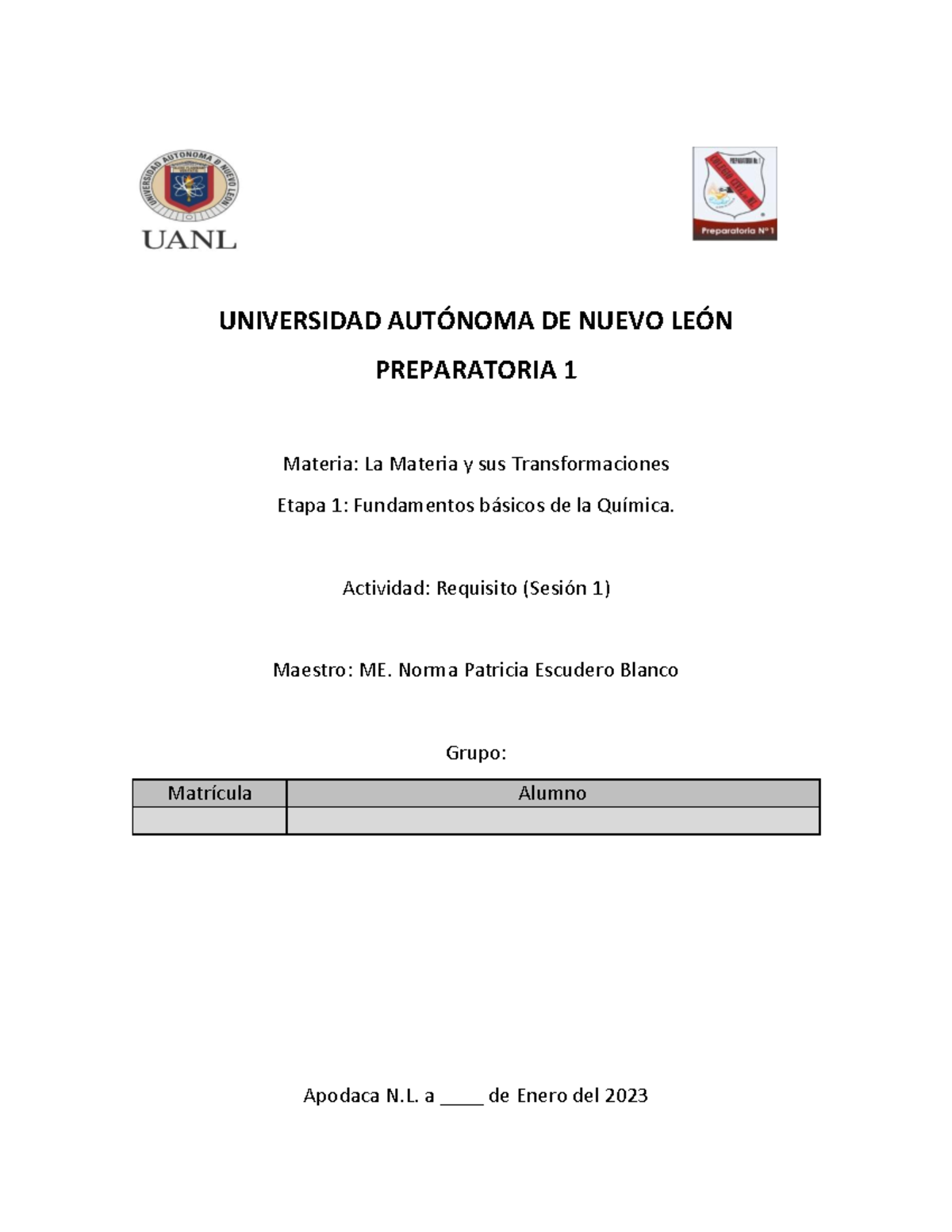 Actividad de Requisito Semana 1 Etapa 1 - UNIVERSIDAD AUTÓNOMA DE NUEVO ...