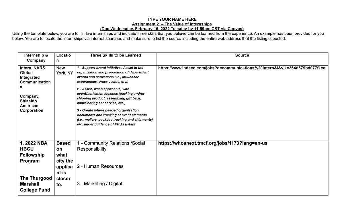 Values - Vaules - TYPE YOUR NAME HERE Assignment 2 – The Value of ...