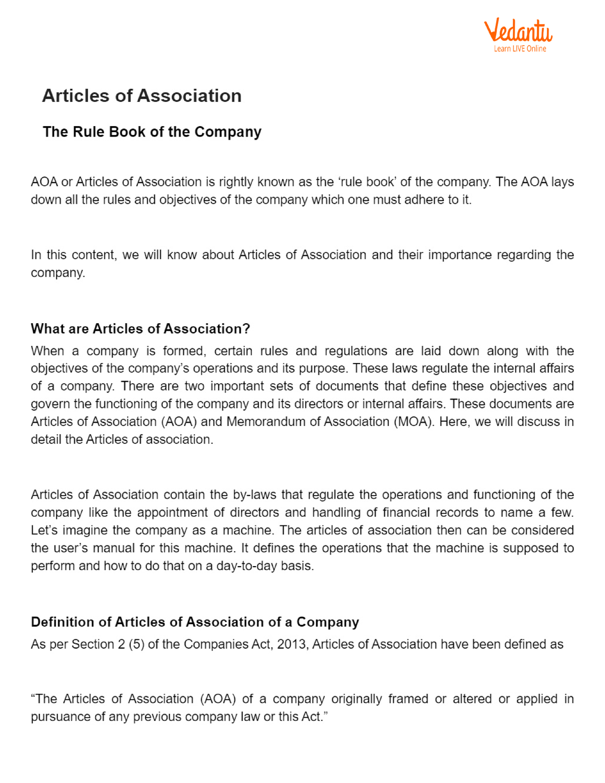 Articles Of Association - Financial Management - Studocu