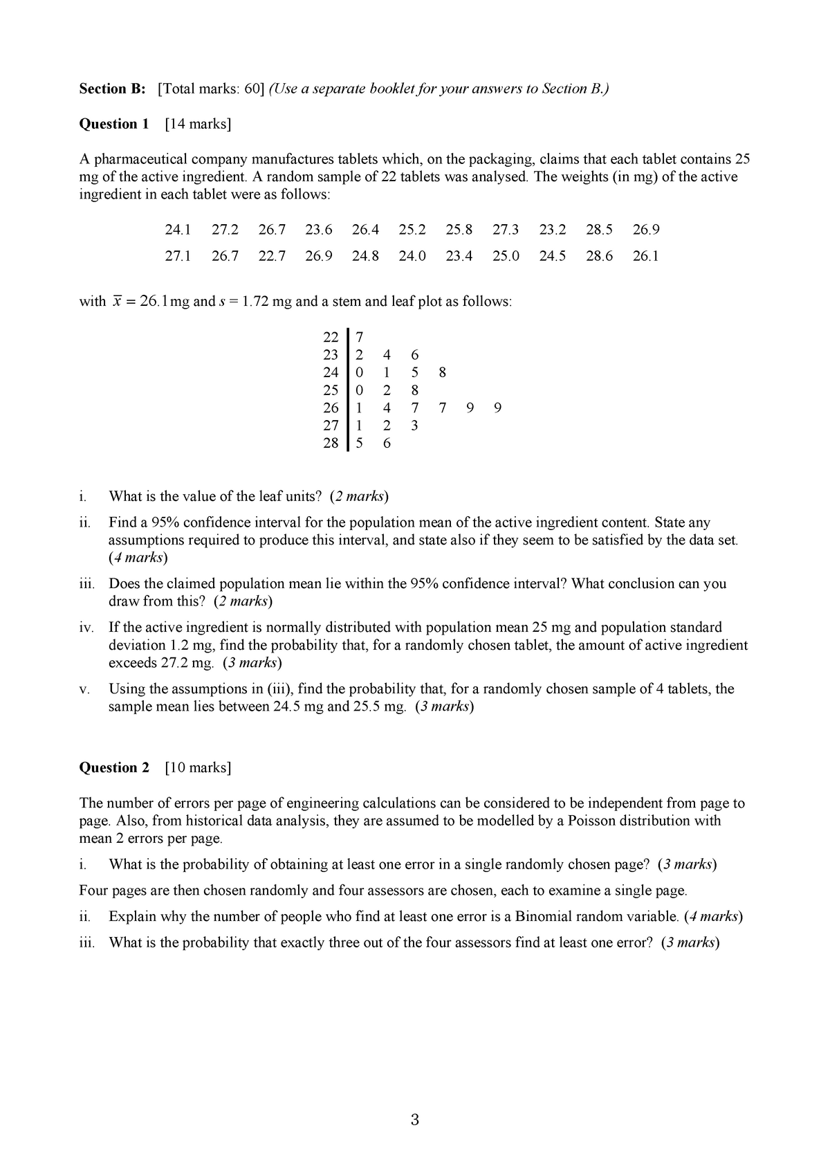 Exam 2008, questions and answers - Section B: [Total marks: 60] (Use a ...