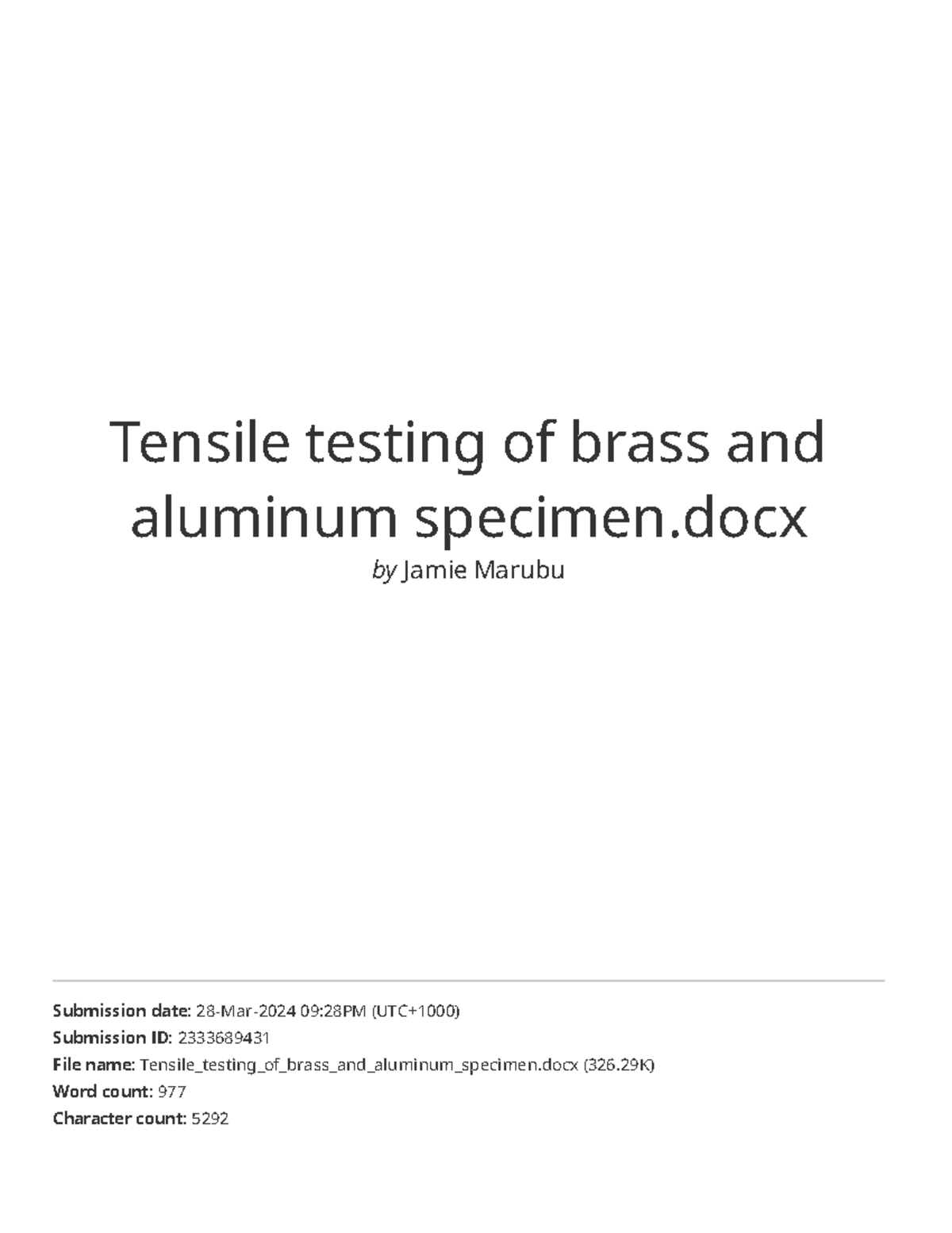 Tensile testing of brass and aluminum specimen.docx - Tensile testing ...
