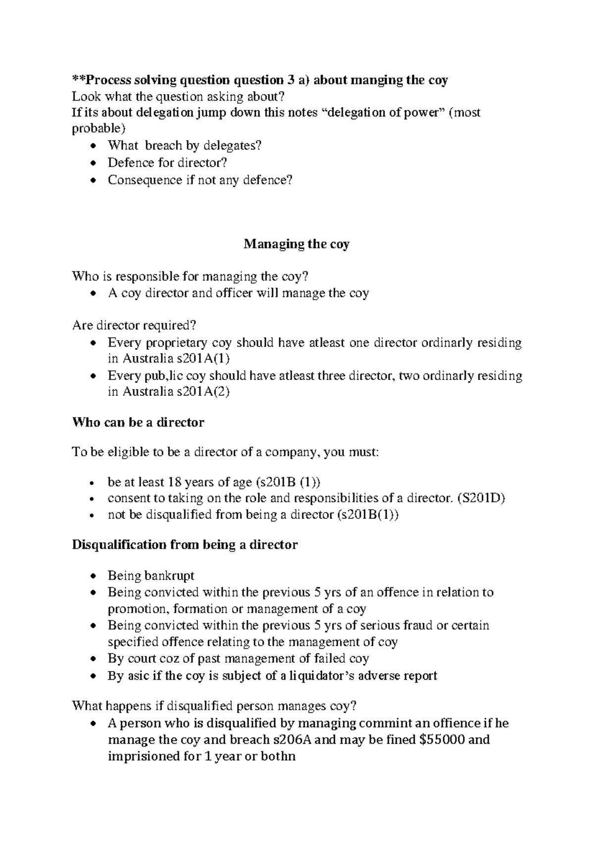 Lecture notes, lectures: Managing the coy, Member remedies ...