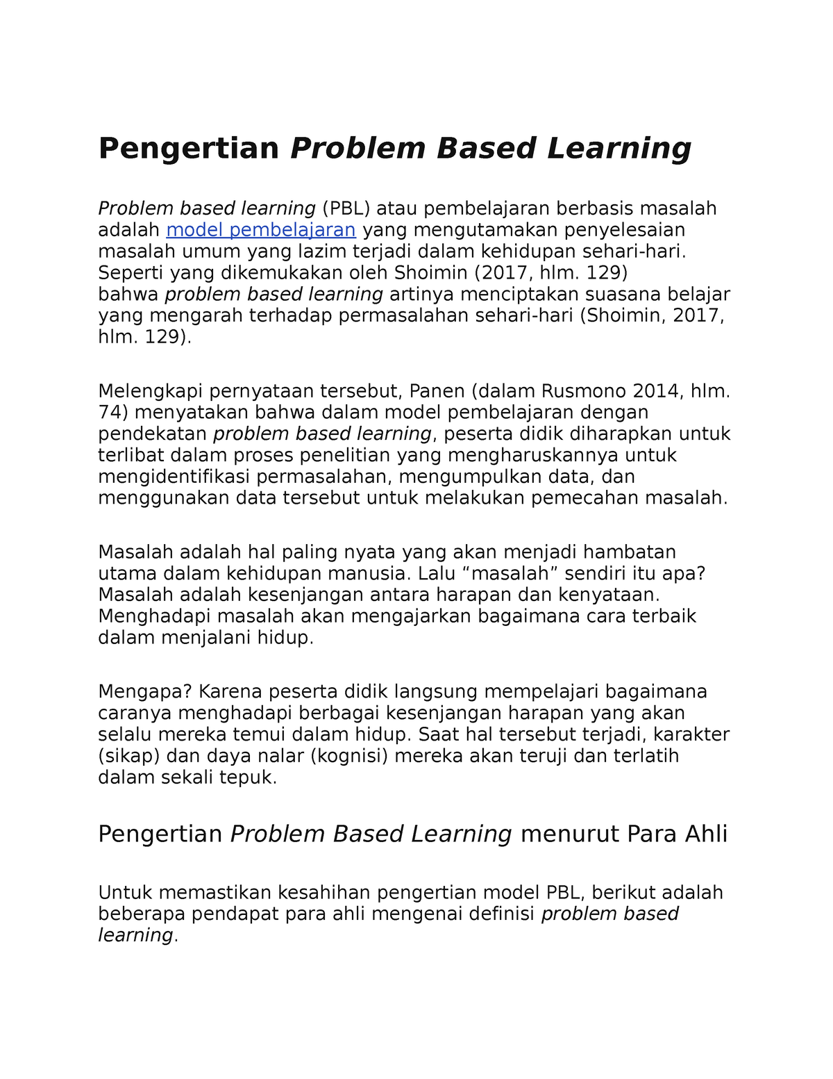 Problem Based Learning PBL - Pengertian Problem Based Learning Problem ...