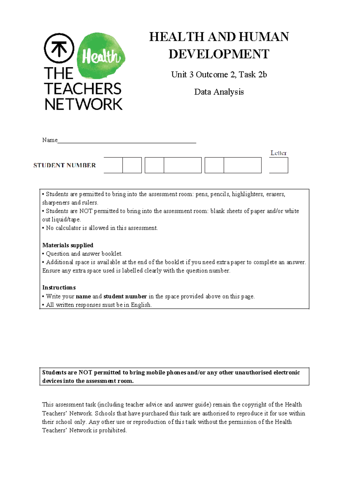 2021 HTN U3O2b - YEar 12 prac sac - HEALTH AND HUMAN DEVELOPMENT Unit 3 ...