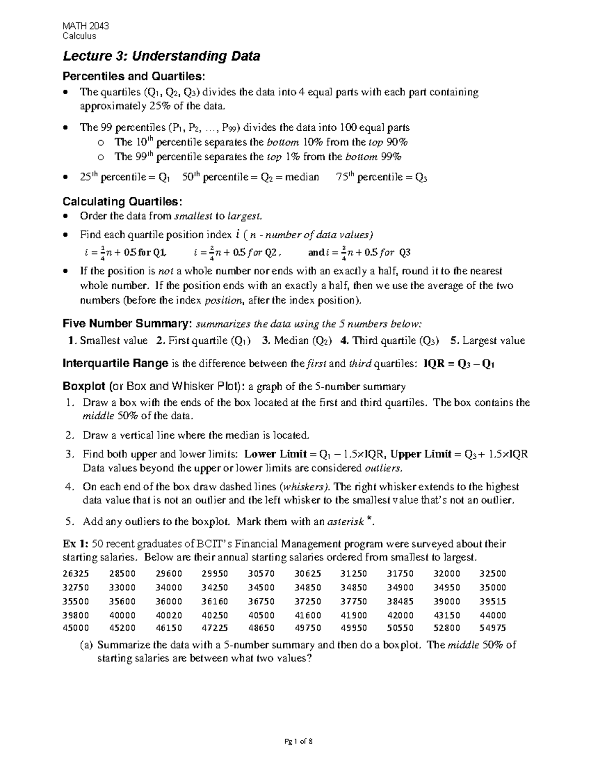 Lecture 3-2043 - MATH 2043 - BCIT - Studocu