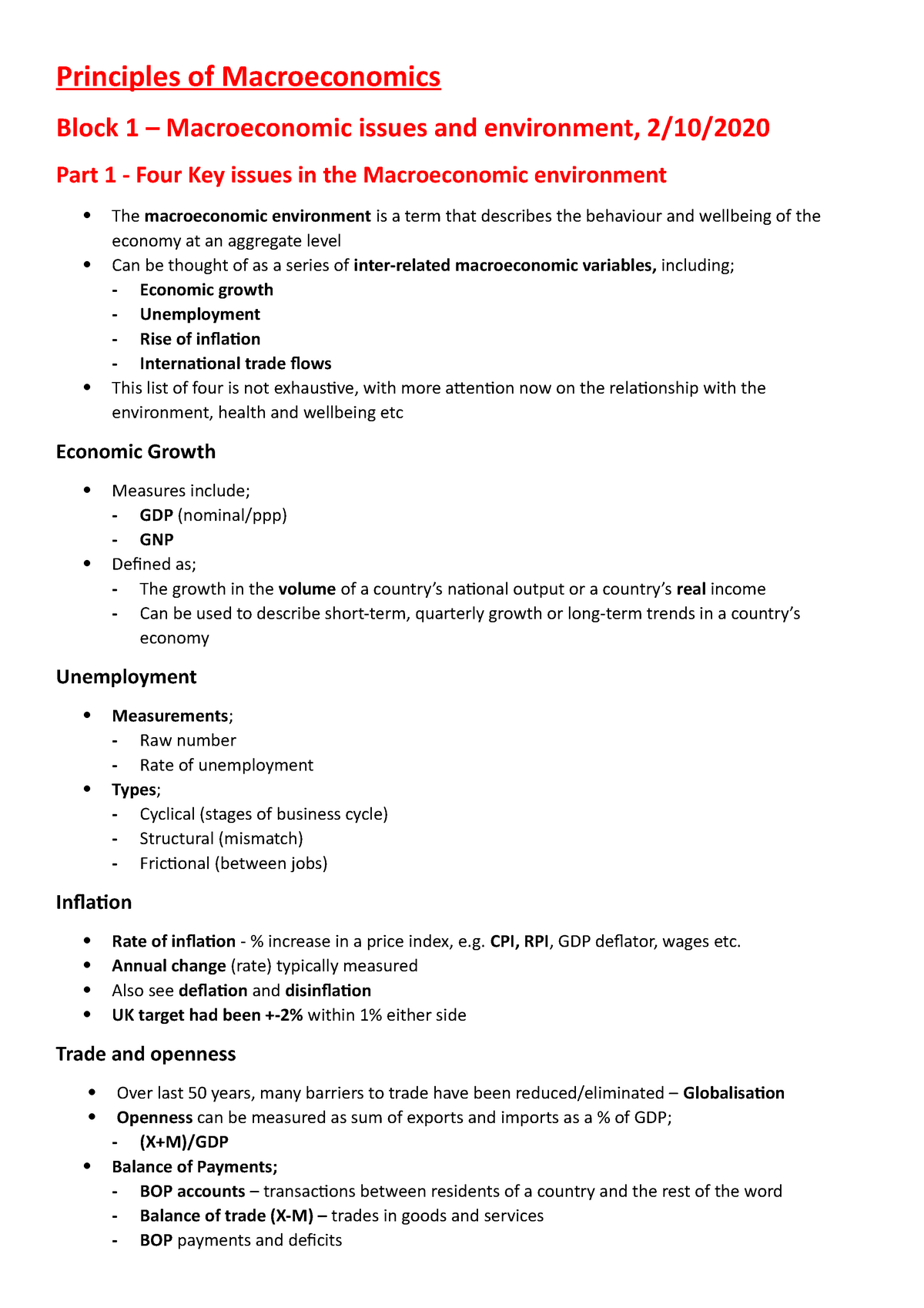 Principles Of Macroeconomics - B1 - Principles Of Macroeconomics Block ...