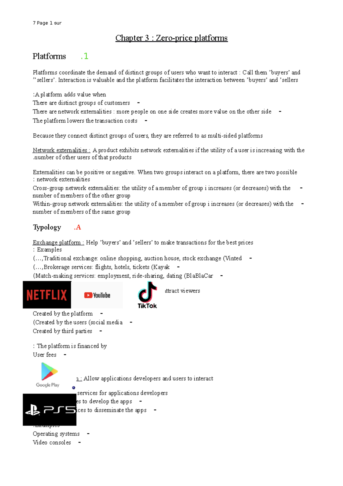 Chapter 3 - Chapter 3 : Zero-price platforms Platforms. 1 Platforms ...