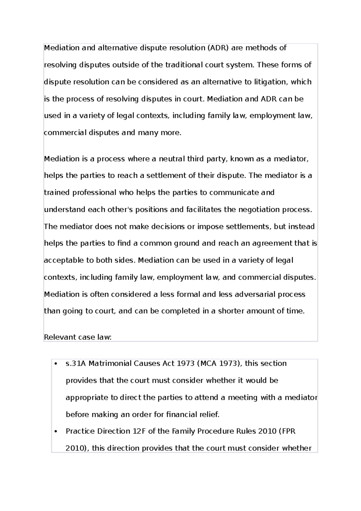 Mediation and alternative dispute resolution - These forms of dispute ...