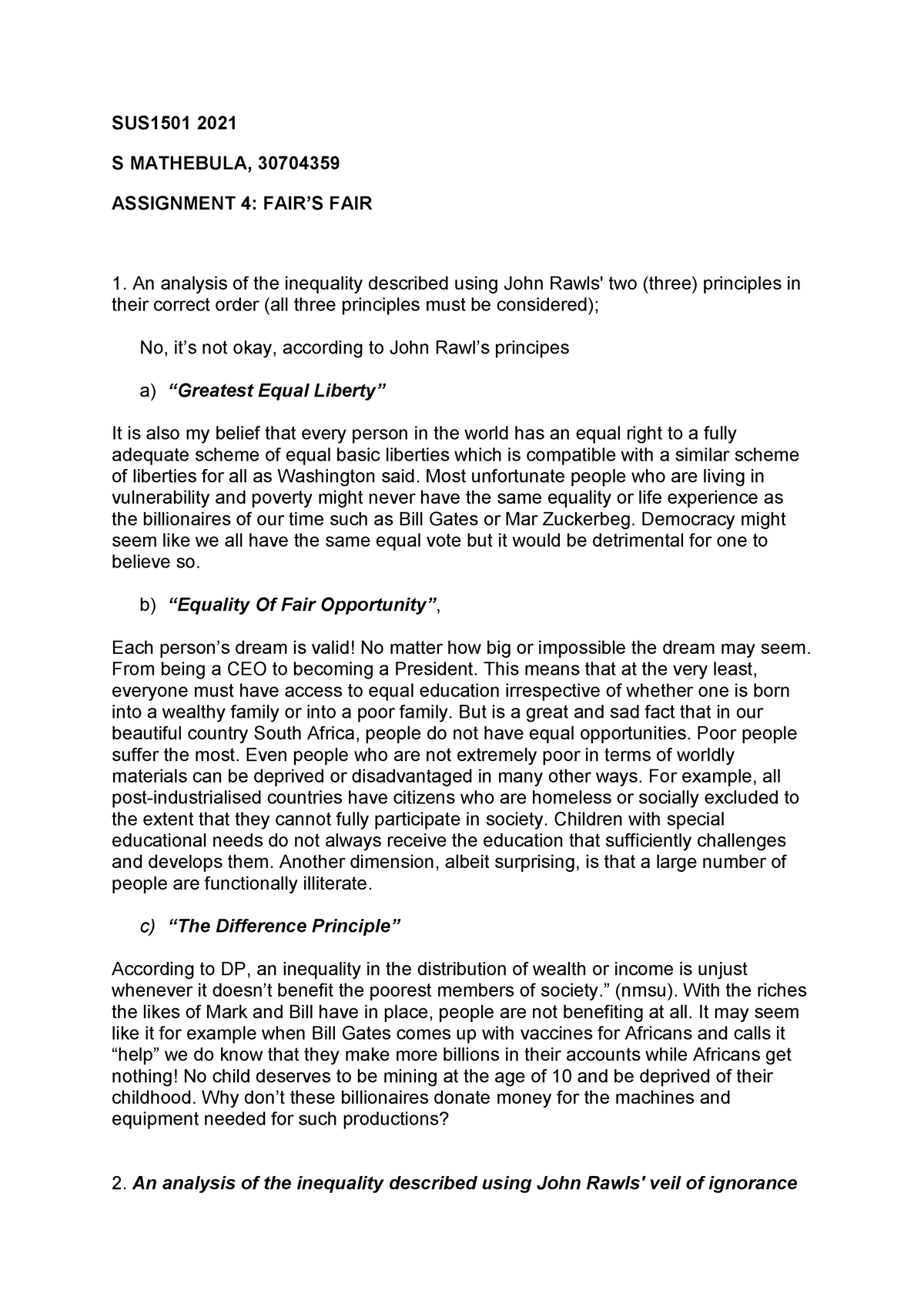 assignment 8 sustainability and greed