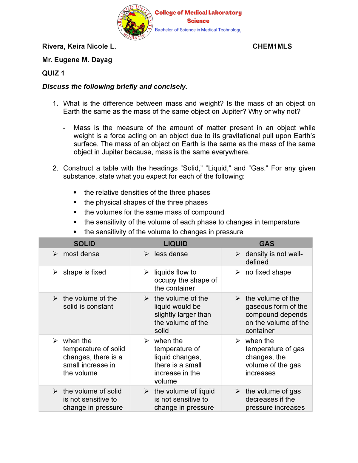 Chem1mls Quiz1 Rivera Rivera Keira Nicole L Chem1mls Mr Eugene M