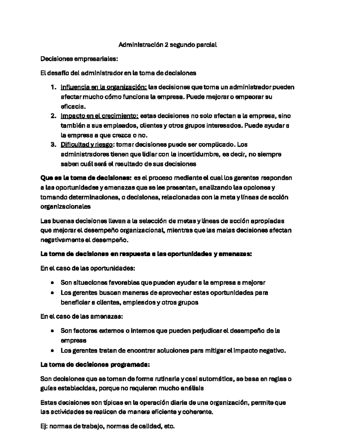 ADM 2 Resumen - Administración 2 Segundo Parcial Decisiones ...