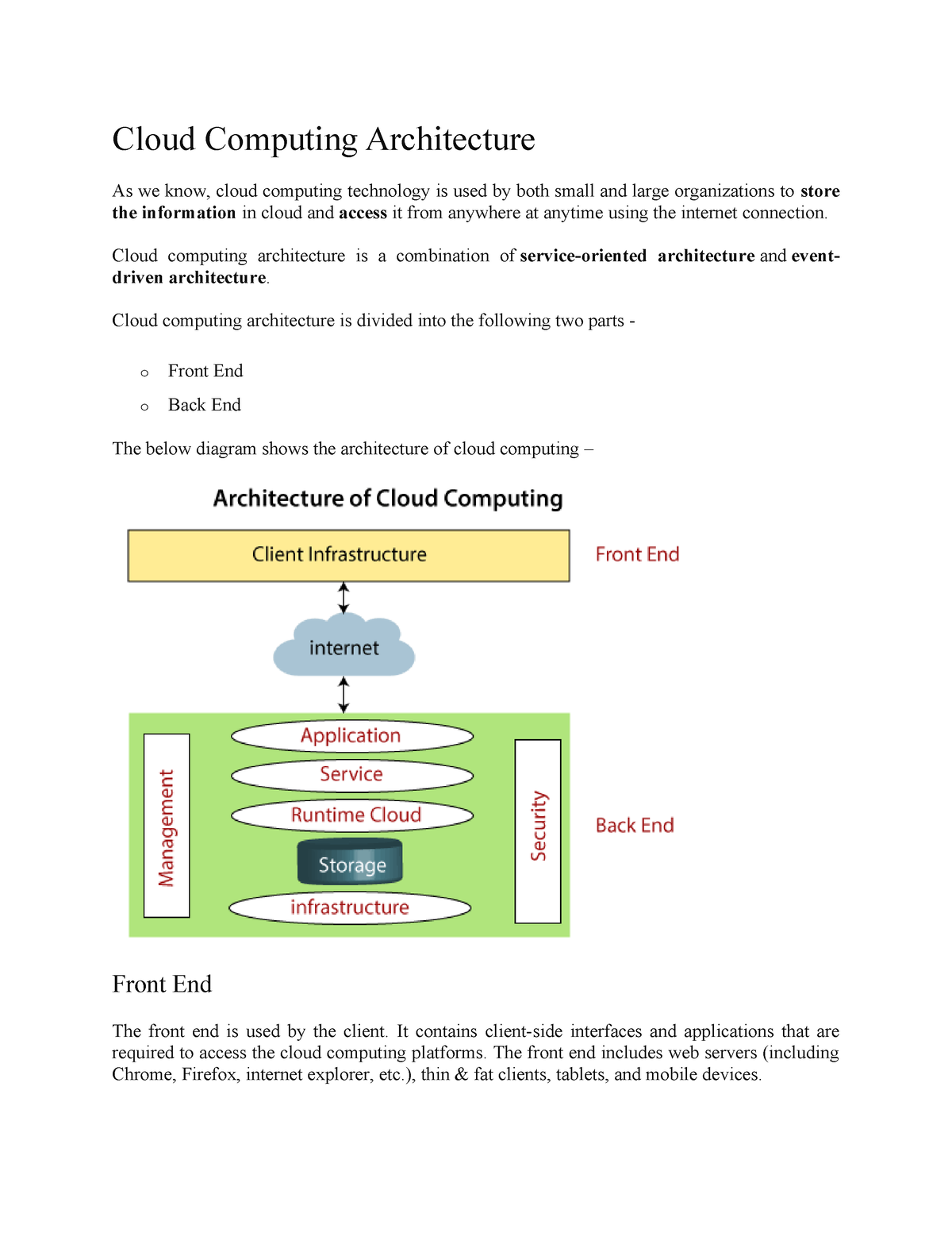 Cloud Computing Architecture - Cloud Computing Architecture Is A ...