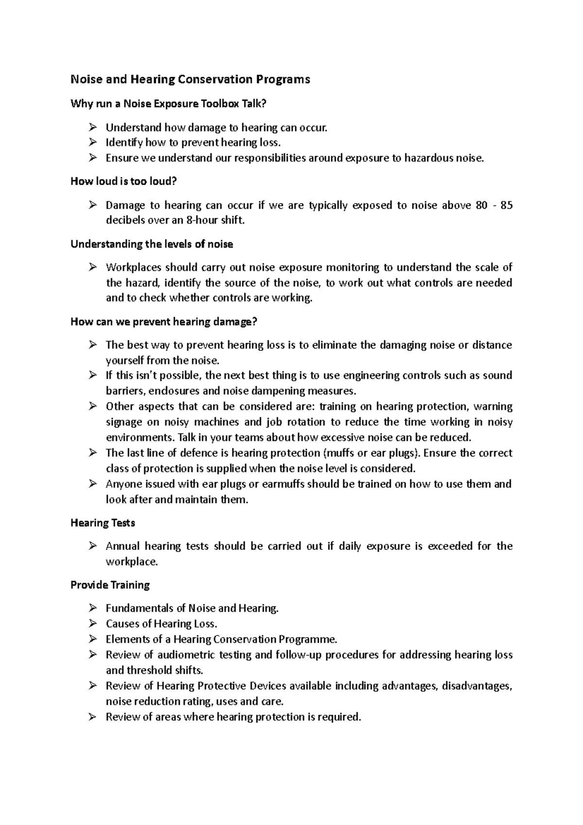 Noise and Hearing Conservation Programs Identify how to prevent hearing loss. Ensure we Studocu