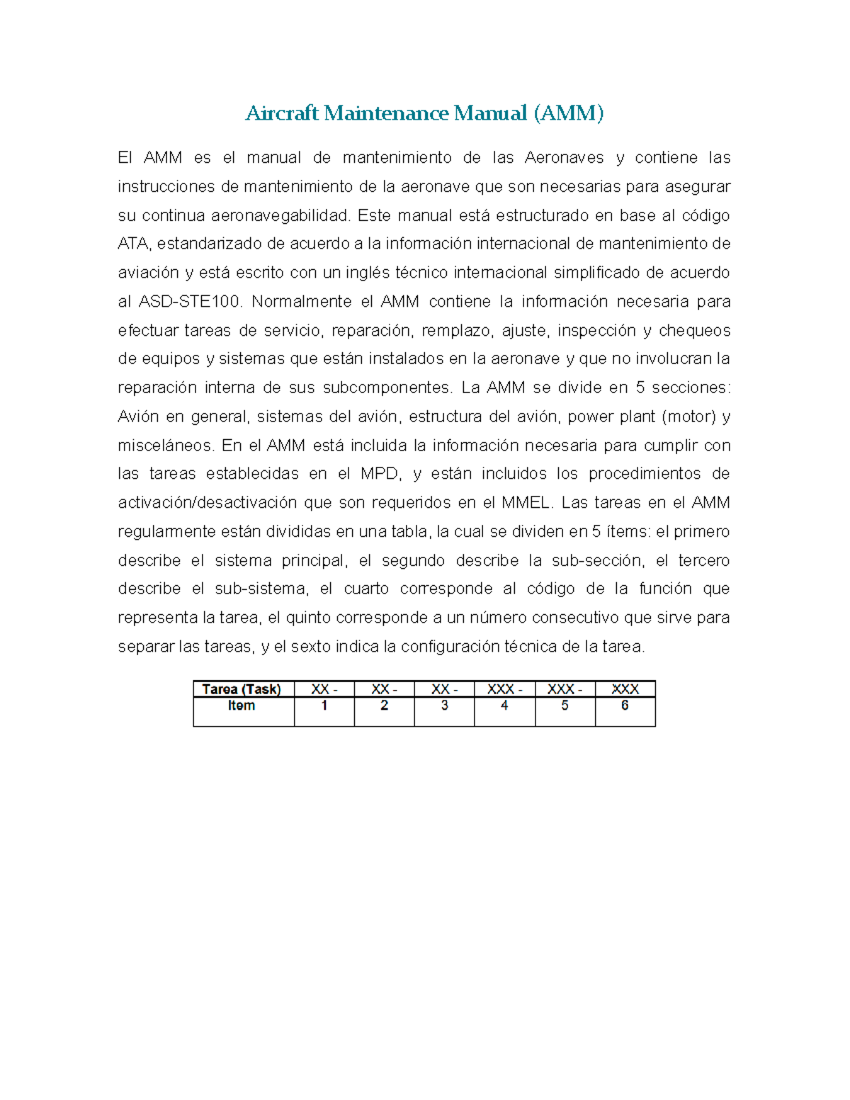 Aircraft Maintenance Manual - Este manual está estructurado en base al ...