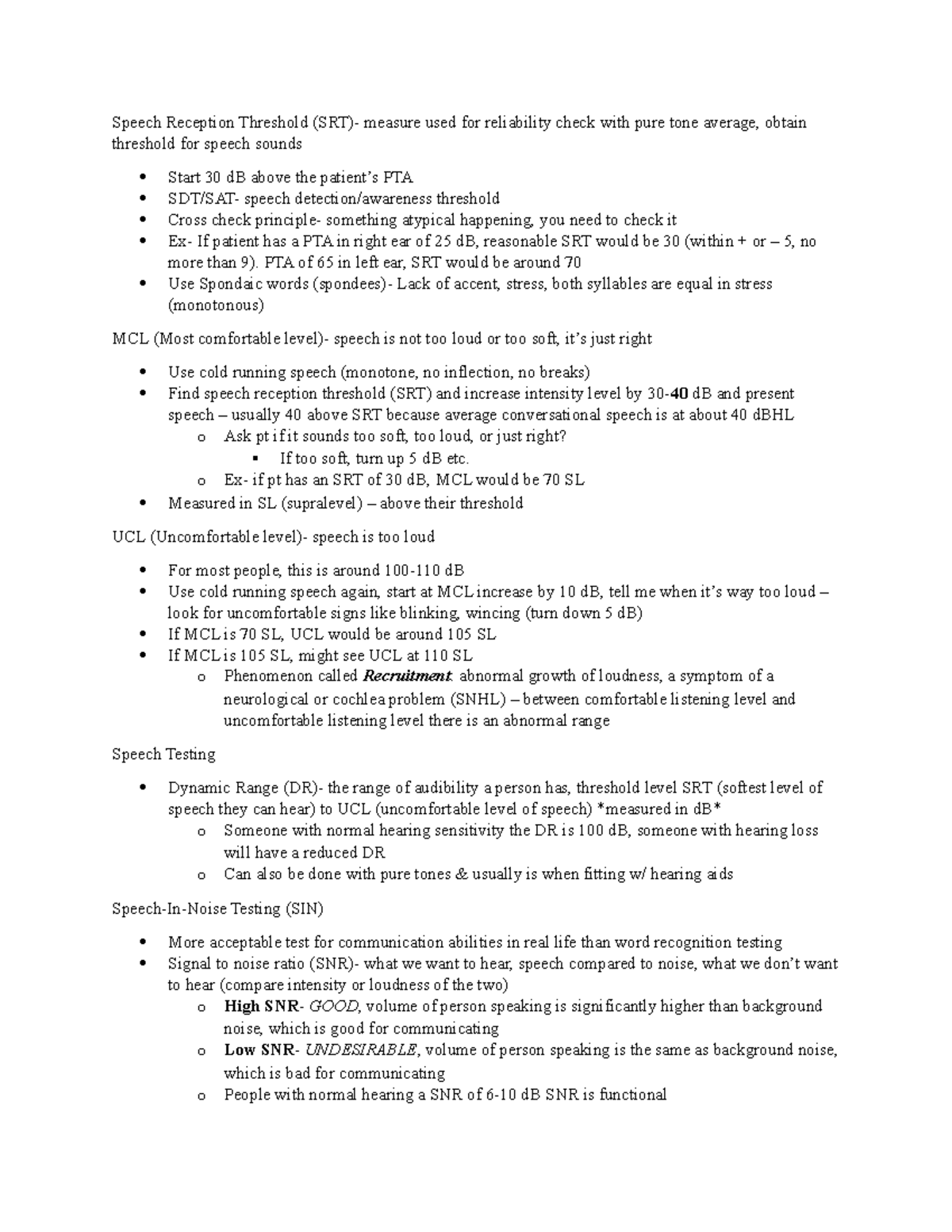 definition of speech reception threshold