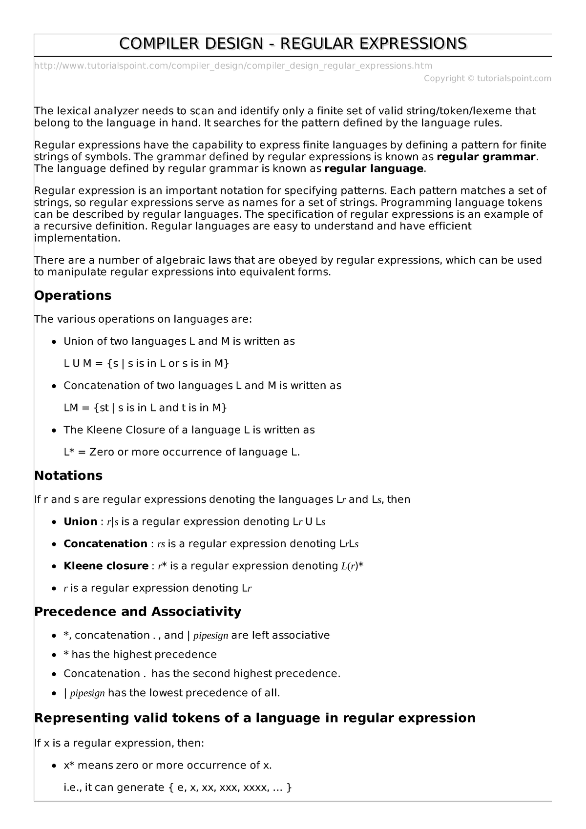 compiler-design-regular-expressions-rules-studocu