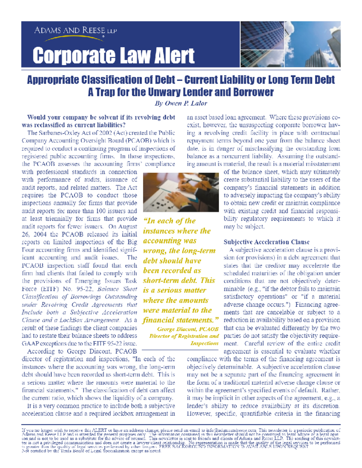 Corporate Law Alert - Adams And Reese LLP - BLAW 2001 - Studocu