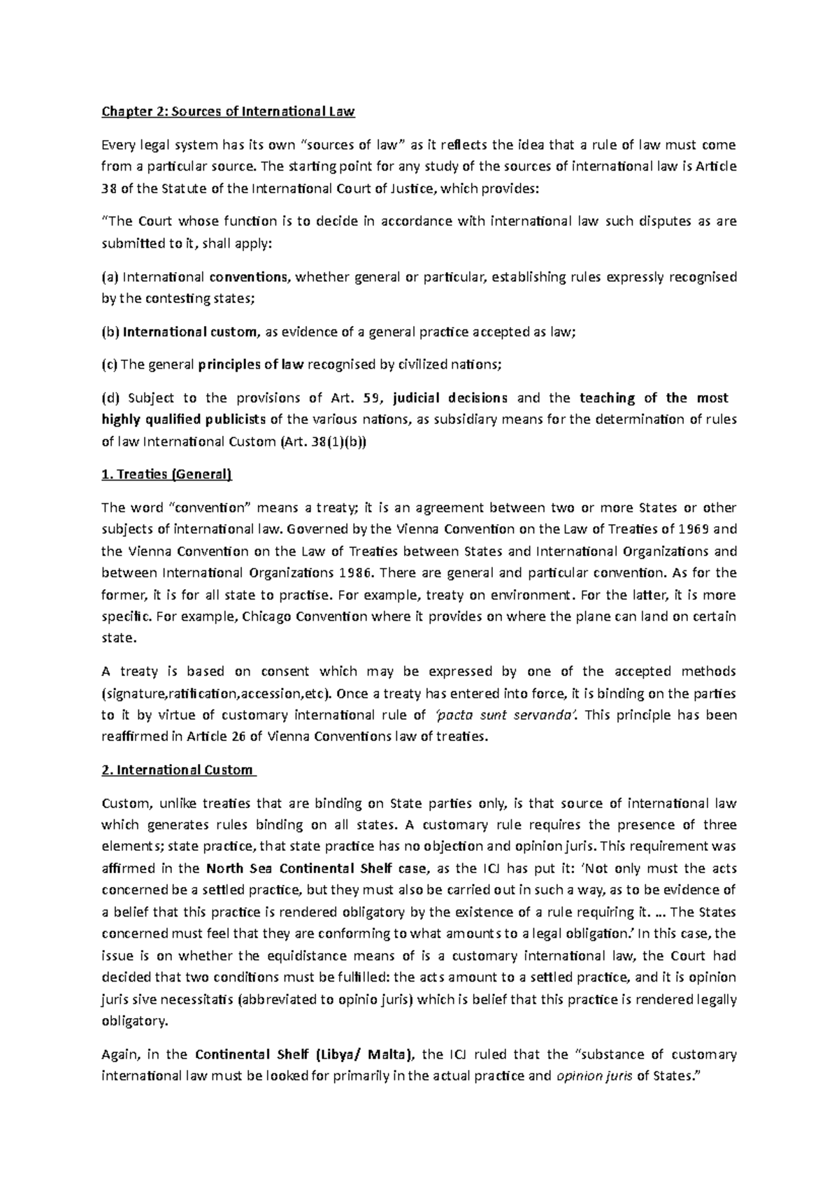 Sources of IL - Summary Principles of Public International Law ...