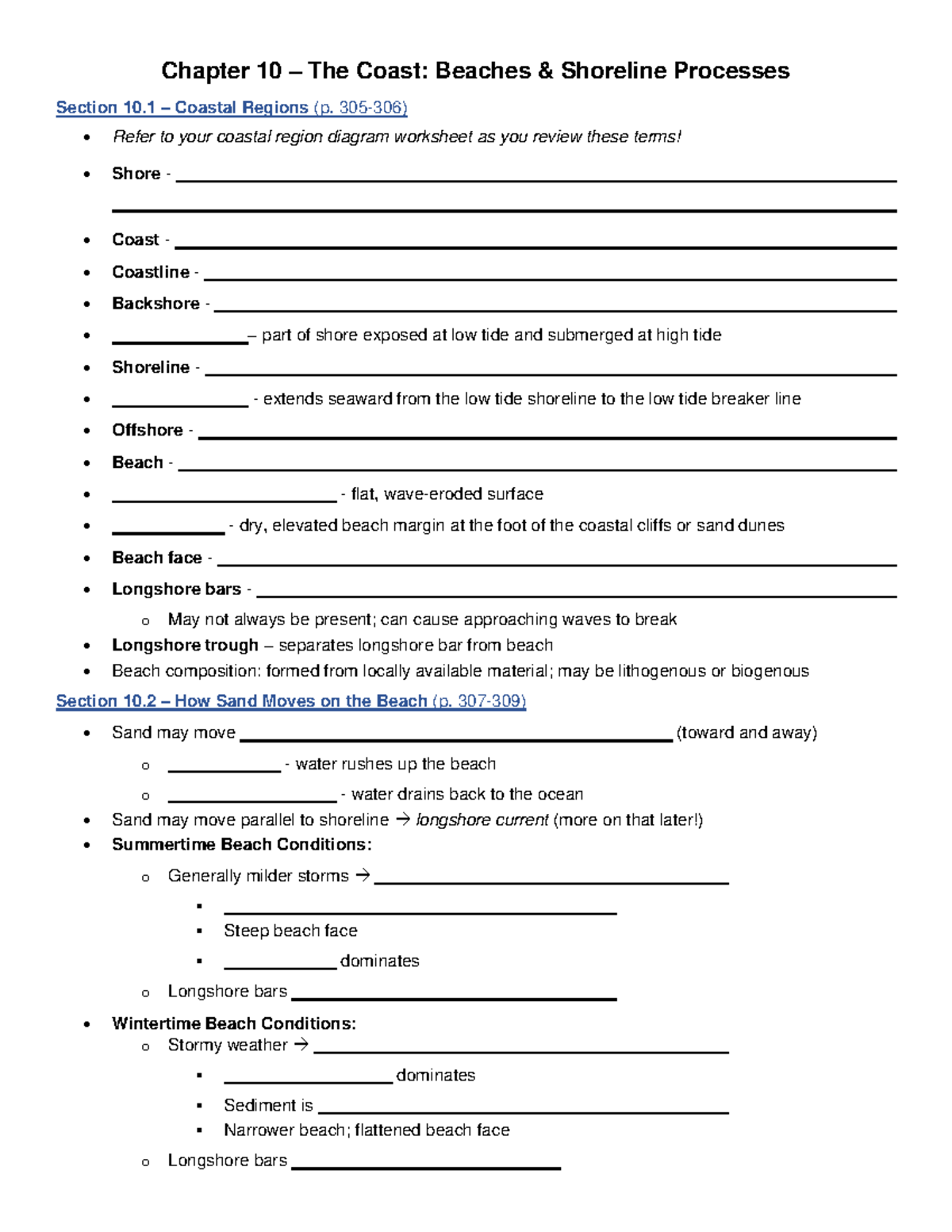 Chapter+10+Student+Handout - Chapter 10 – The Coast: Beaches ...