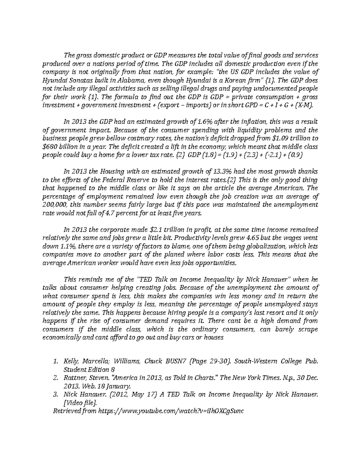 Unit 2 BUSI - Lecture notes 1-4 - The gross domestic product or GDP ...
