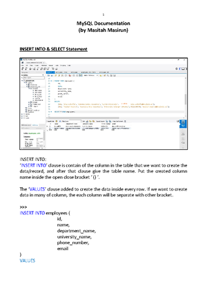 My SQL Documentation - MySQL Documentation (by Masitah Masirun) AS ...
