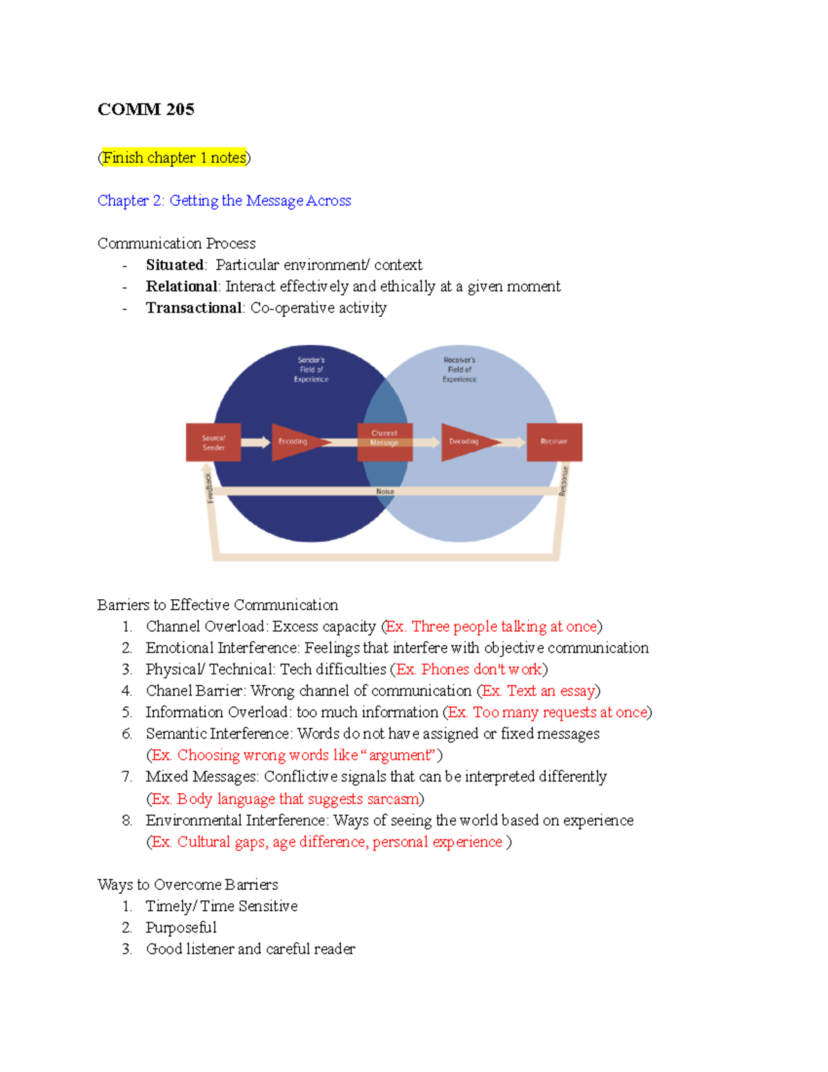 COMM 205 - Notes For The Class Before The Midterm - COMM 205 (Finish ...