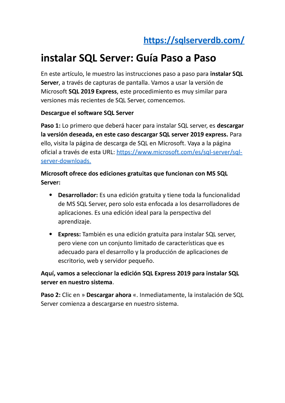 Instalar Sql Server Sqlserverdb Instalar Sql Server Gu A Paso A
