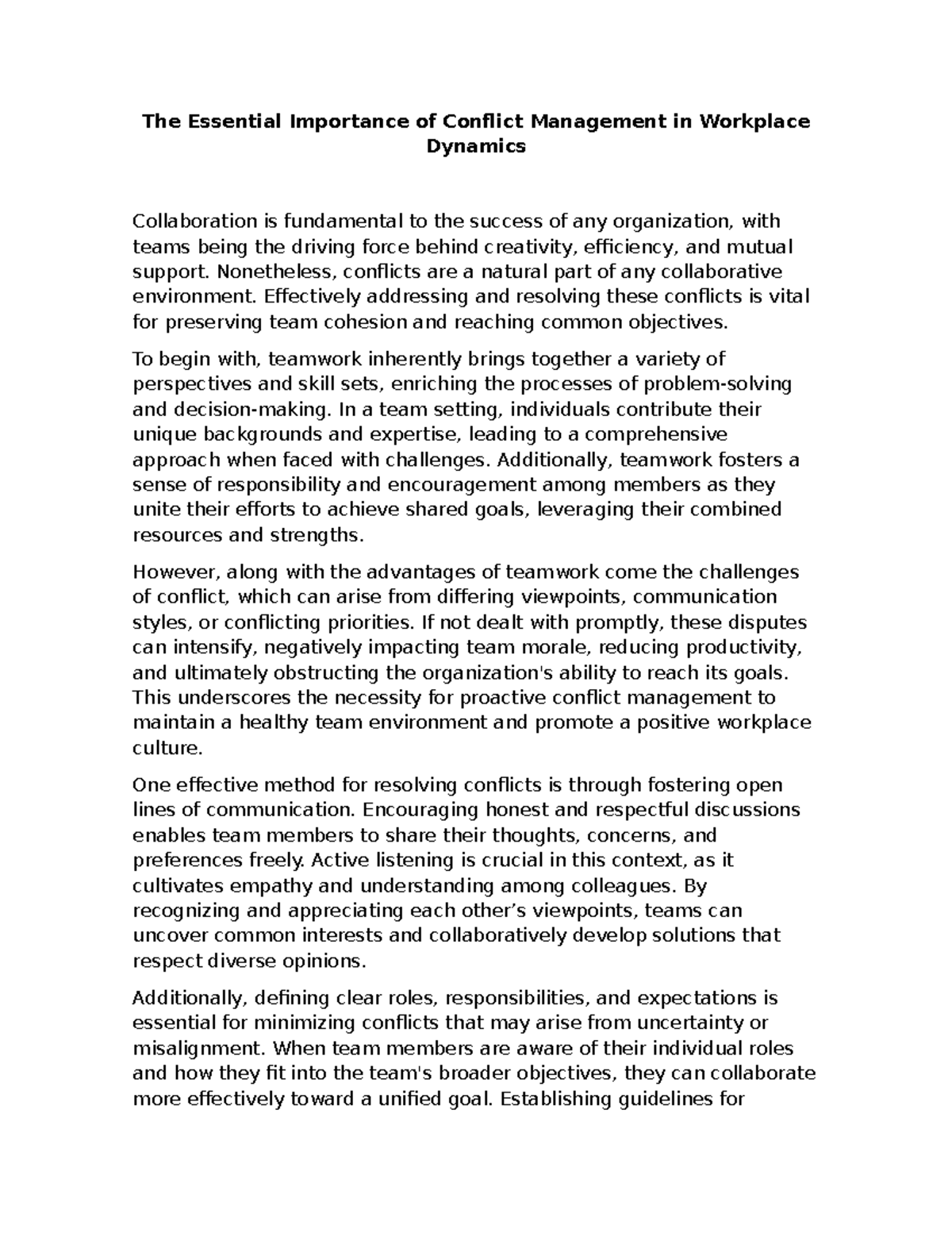 The Essential Importance of Conflict Management in Workplace Dynamics ...