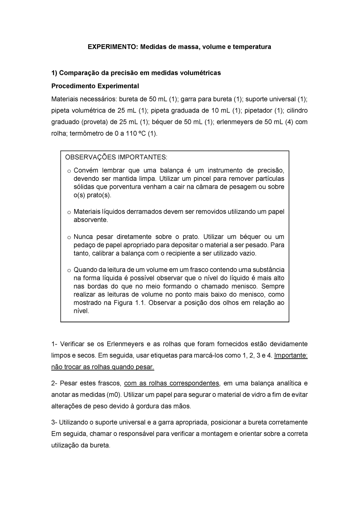 Medidas De Volume Temperatura Experimento Medidas De Massa Volume E Temperatura 1 Da Em