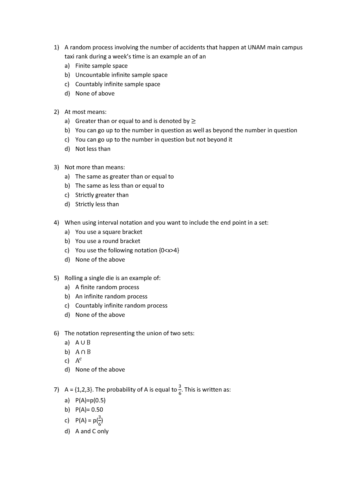 Quiz - EXAMINATION PRACTICE - A random process involving the number of ...