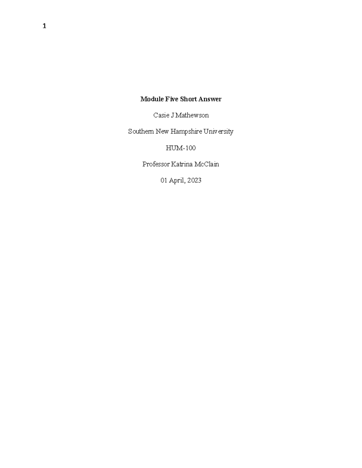 Module Five Short Answer - Module Five Short Answer Casie J Mathewson ...