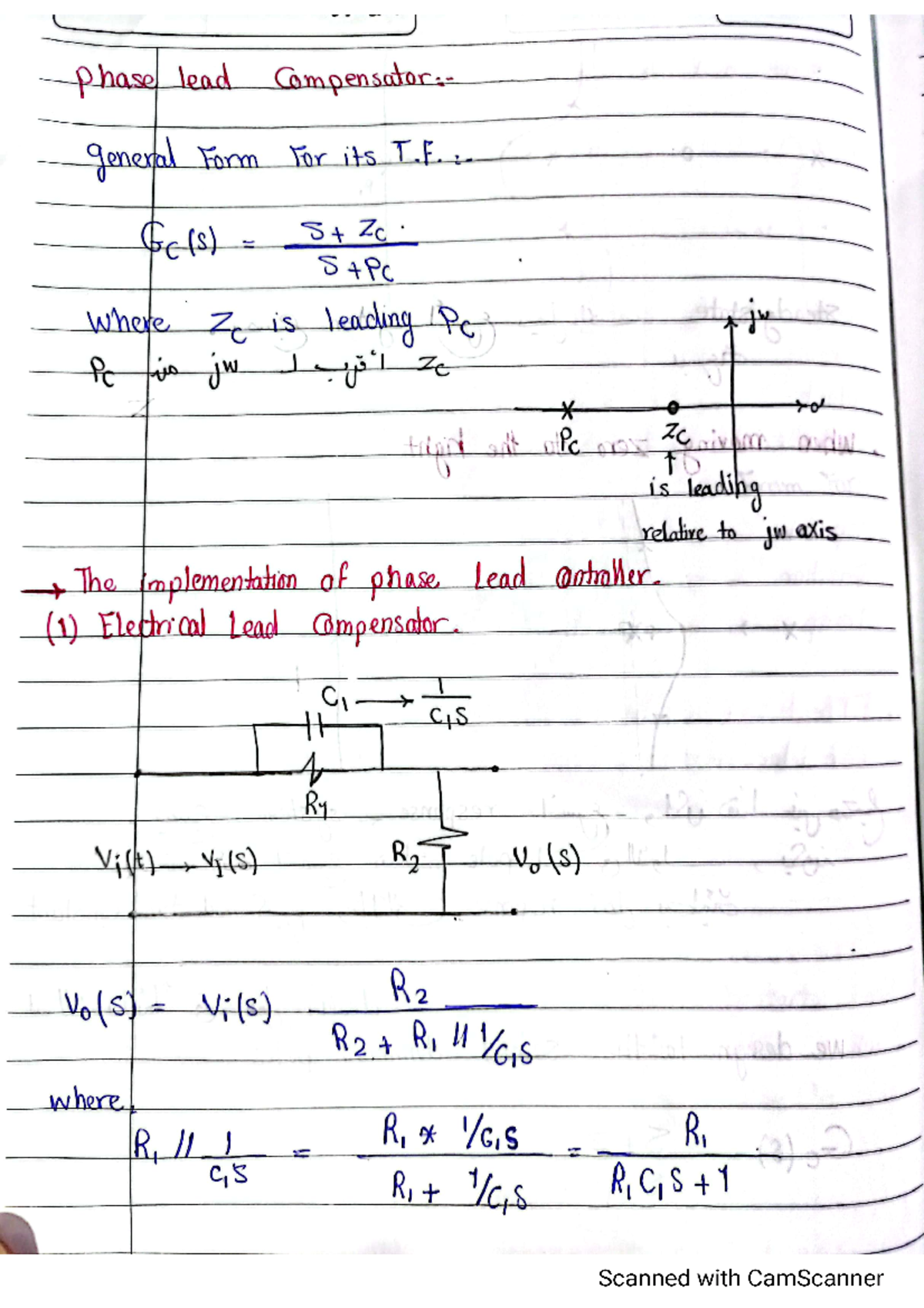 Phase lead compensator control Studocu