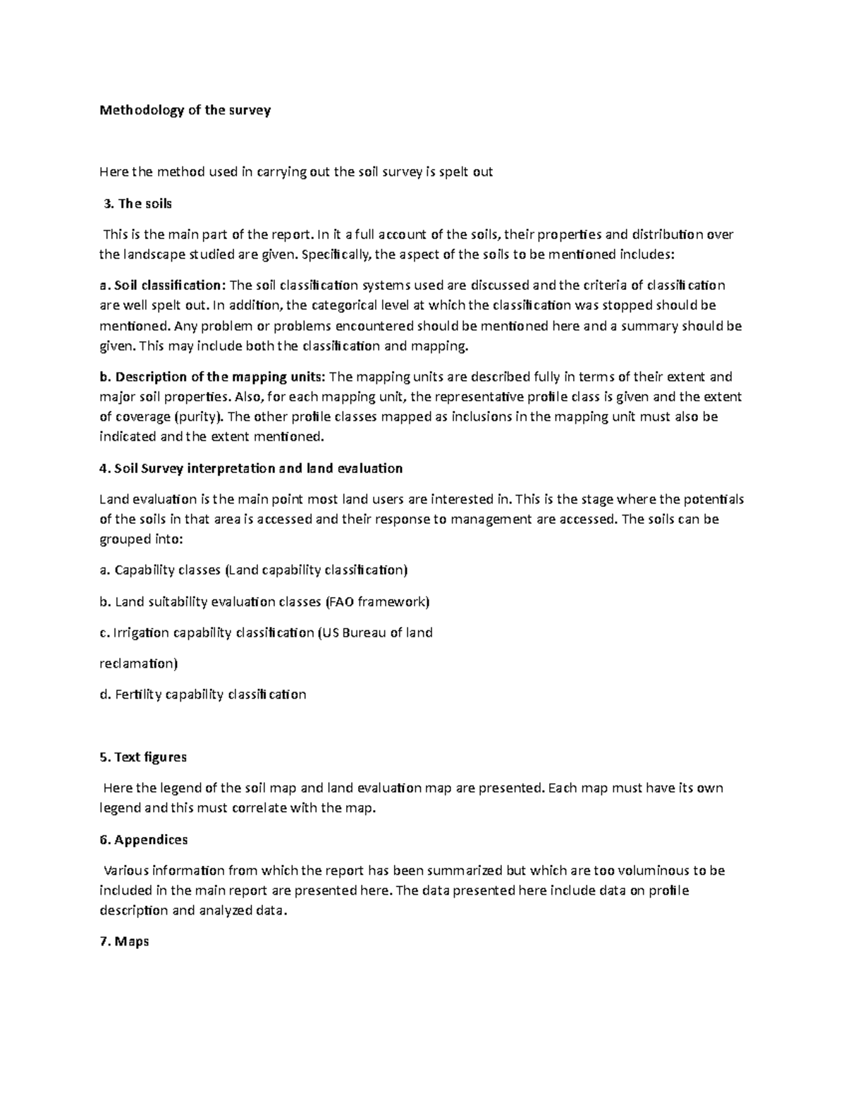 Methodology of the survey - The soils This is the main part of the ...