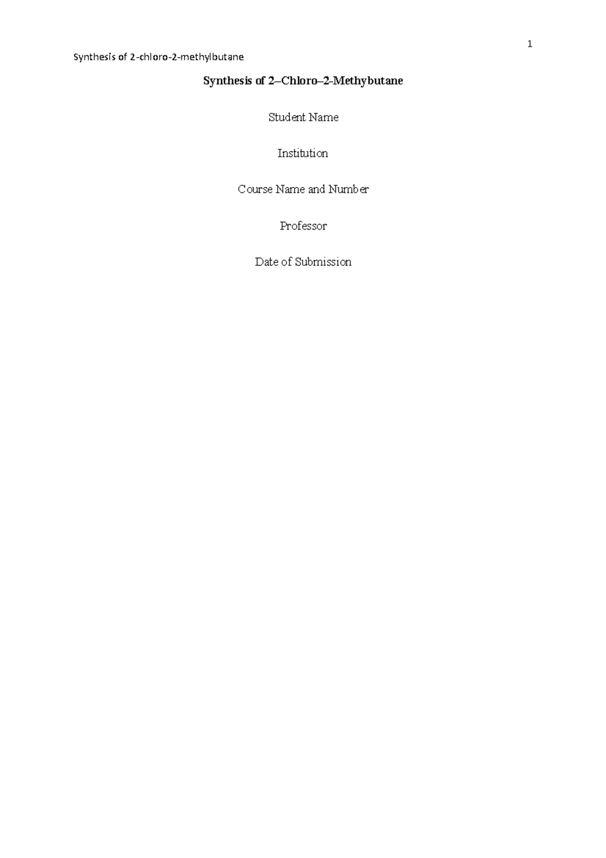 organic chemistry synthesis of 2 chloro 2 methylbutane - Synthesis of 2 ...