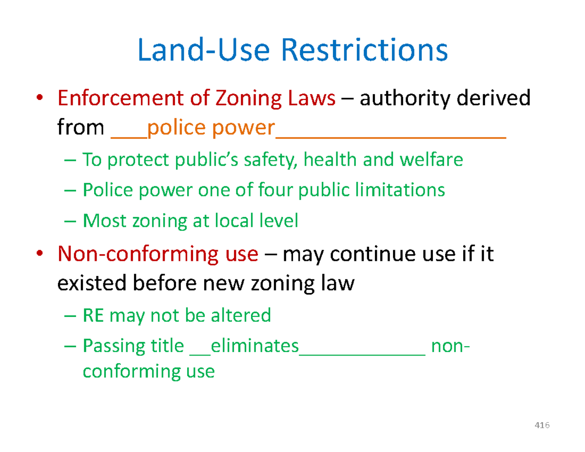 Real Estate 34 - Land-Use Restrictions • Enforcement of Zoning Laws ...